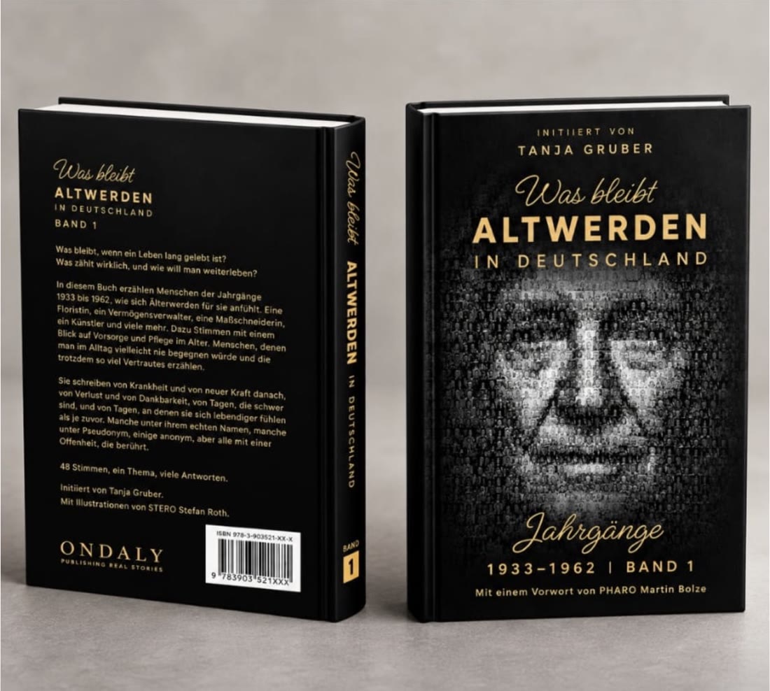 Das Buch Was bleibt &ndash; Altwerden in Deutschland, Band 1, von vorne und von hinten. Auf der Rückseite steht der Klappentext.